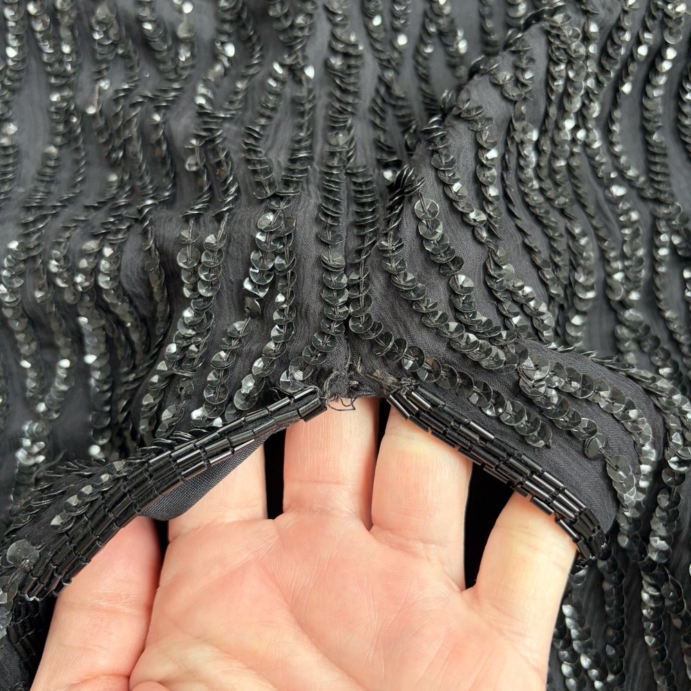 Vintage NWT Black Silk Beaded Formal Maxi Dress Size 14 Wedding Event Elegant - Picture 13 of 16